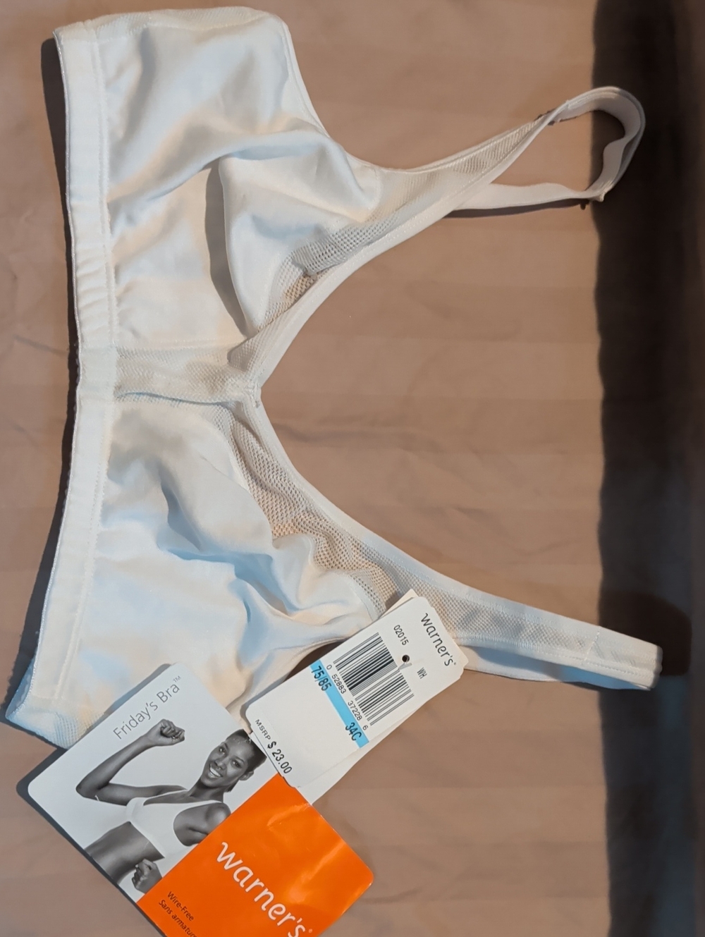 Warner's White Wireless Comfort Bra with Mesh Panels